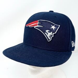 New Era 59Fifty New England Patriots NFL Classic Logo Navy Blue Fitted Hat 7 3/8